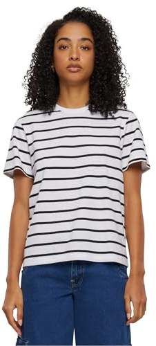 Urban Classics Ladies Striped Boxy tee Mujer Camiseta Negro-Blanco L 100% algodón Regular
