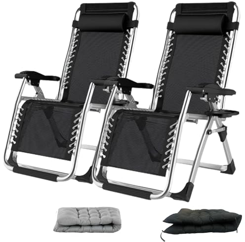PETHOMEL Balkon Relaxsessel,Liegestühle 2er Set Garten Liegestuhl Klappbar bis 200kg Belastbar ,Relaxstuhl mit Liegefunktion Outdoor Gartenstuhl mit Fußteil