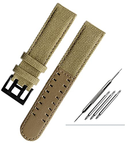 NEYENS Das Canvas-Lederarmband ist geeignet für Hamilton Khaki Field Watch H68201993 H7060596. Für Seiko-Armband mit 20 mm und 22 mm Schnalle, 20 mm, Achat