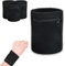 Sport Handgelenktasche, Handgelenktasche mit Reißverschluss 4 Stück, Schwarz Schweissband Handgelenk, schwarz Geldbörse, Sweat Absorbierender Handgelenkschlauch, für Basketball Laufen