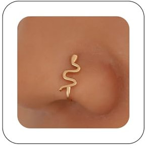 Xduargs Anneau Nez Boho Serpent Clip On Vintage Wave Snake Faux Anneau Nez Or Serpent Serpent Manchette Anneau Nez Minimaliste Serpent Non Percé Bijoux De Nez Pour Femmes Et Filles