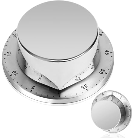 TNOMSNO Minuteur de Cuisine Mécanique, Minuterie Cuisine Minuterie Magnétique Adsorbable, Minuterie de 60 Minutes pour la Cuisson pour Faire Bouillir Les Œufs, Cuisiner