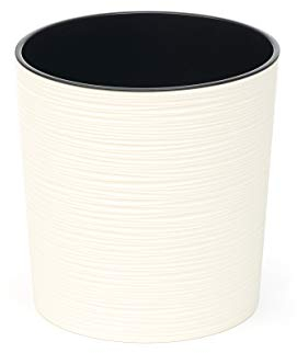 Round Garden Plant Textured Flower Pot with Insert Plant Pot Flower Indoor Outdoor Garden outdoor plant pots plant pots large plant pots outdoor (Cream, 25cm x 25cm)