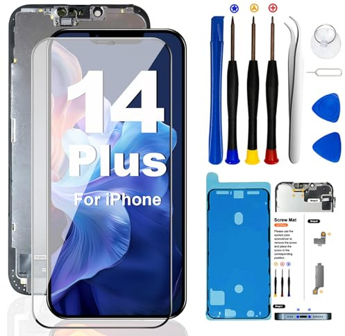 Ersatz-Set für iPhone 14 Plus, 17 cm (6,7 Zoll), Full-HD-LCD-Display, 3D-Touch-Digitalisierer, Montage mit Reparaturwerkzeugen, für iPhone 14 Plus Bildschirm-Ersatz (A2632, A2885, A2888, A2887,