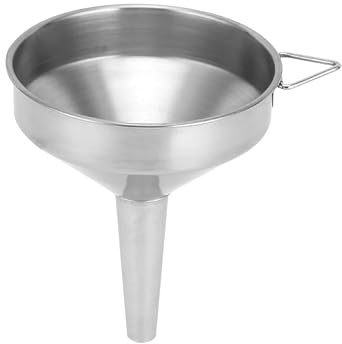 SDMAX Stainless Steel Kitchen Funnel For Filtering, Sturdy Handle, Easy To Clean, Convenient For Storage And Use, Lightweight, Ideal For Transferring Liquids (Silver, 12cm)