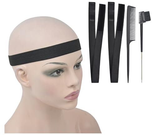2 Pcs Elastic Melting Band for Wigs to Hold Wig in Place Adjustable Elastic Headband with Combs and Hair Brush for Making Wigs (Width 1 Inch/2.5cm)