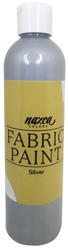 Nazca Colors Peinture Textile argentée 250ml - Peinture Acrylique Permanent pour Tissu et Cuir idéal pour peindre Vêtements, T-shirts, Chaussures, Jeans, Sacs, Basket - Grand Pouvoir Couvrant