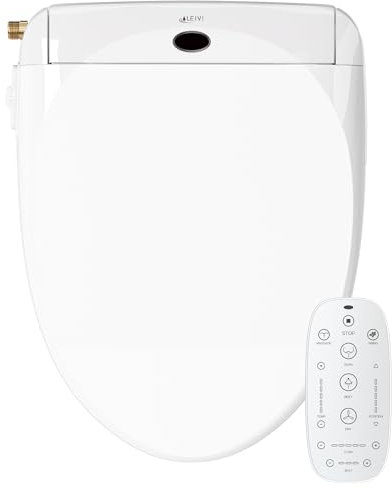 LEIVI Smart Bidet Toilet Seat with Wireless Remote and Side Panel, Multiple Spray Modes, Adjustable Heated Seat, Warm Water and Air Dryer, Auto LED Nightlight, Round