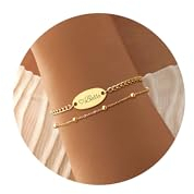 Armband mit Gravur Buchstaben - Trauzeugin Armband Personalisiertes Freundschaftsarmband mit Namen Schwester Geschenk Armbänder Damen Mädchen beste Freundin Schwesterherz Mutter und Tochter (Gold1)