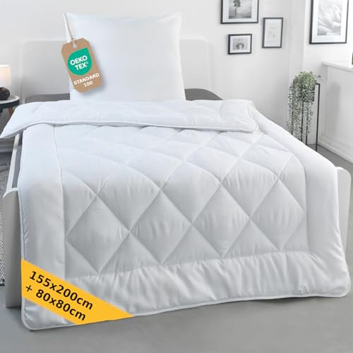 MALIKA Bettdecke 155x200 mit Kopfkissen 80x80 Bettdecken Set Betten-Set Zudecke, Steppdecke Steppbett Schlafdecke, Steppbettdecke Duvet Set, Größe:155x200 + 80x80 cm, Variante:Medium