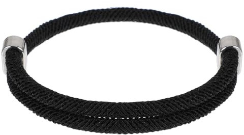AOZUO Bracciale da Uomo in Corda da Vela, Braccialetti Regolabili, Bracciale da Surfista in Nylon Intrecciato Nautico Nero per Surfisti Tutti i Giorni all'Aria Aperta Uomo Donna (15-30 cm) (1)