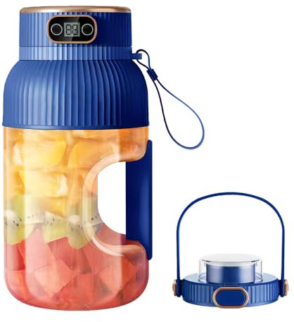 Vaso exprimidor portátil, licuadora de jugo de 1200 ml con pantalla digital, recargable por USB para cocina, viajes, oficina, gimnasio