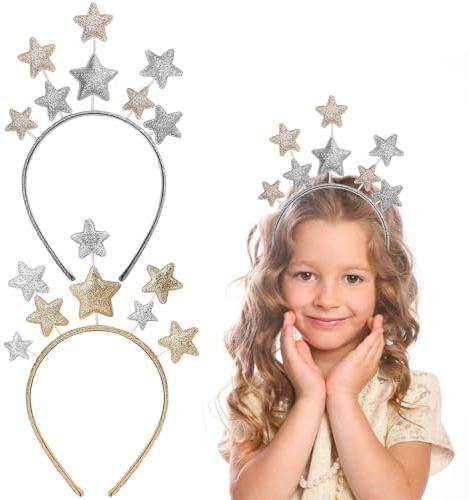 Weihnachten Sterne Haarreifen,Glitzerstern Stirnband,Haarreif Sterne,Glitzer Band Zubehör für Frauen Kinder Erwachsene Urlaub Festival Geburtstagsfeier
