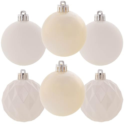 KADAX Weihnachtskugeln aus Kunststoff, Set aus 6 Kugeln, Christbaumkugeln, Weihnachtsbaumkugeln, Baumkugeln, Christbaumschmuck, Weihnachtsdeko (Weiß)