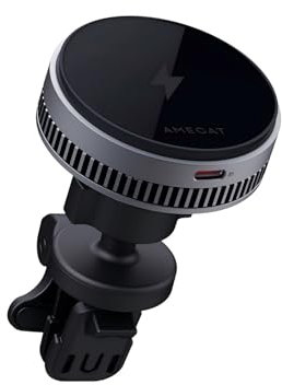 AMEGAT 15W Wireless Charger Qi2, Kabelloses Ladegerät Kompatibel mit MagSafe, Autohalterung mit Kühler, KFZ Handyhalterung mit Laden für iPhone 16/15/14/13/12 Serie