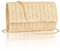 Larcenciel Bolso Mujer Paja, Bolsos Mujer Verano Playa con Cadena Desmontable, Boho Bolso Fiesta, Elegante Rafia Clutch, Casuale Bandolera Cartera de Mano para Verano, Bodas, Vacaciones, 22x13x5CM