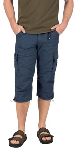 Timezone Herren 3/4 Cargo Hose Loose MILESTZ Short Mid Waist Loose Fit W30-W40, Größe:W 34, Farbe:1212-30056 Washed Ink Blue