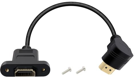 HuaLiSiJi Câble d'extension HDMI avec Panneau de Montage 4K 60Hz Câble HDMI Mâle vers Femelle à 90 Degrés 10Gbps Transmission Haute Vitesse pour Lecteur Blu Ray, TV 3D (Incurvé vers Bas, 0.5 m)