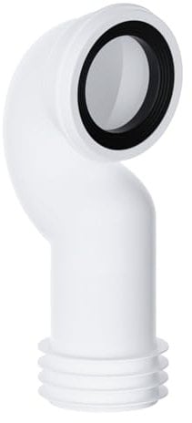 PlumbEZ Swan Neck Bent Pan Connector Spacesaver Toilet Waste Pipe Connector, 90 Degree Toilet Pan Connector, 90-107mm Inlet Fits All Spigots, Outlet Suits 4/110mm PVC-U & Cast Iron