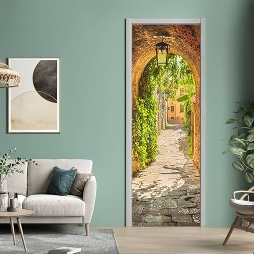 Türtapete Selbstklebend 100x200 Fenster Türfolie Türposter Landschaftsgewölbte Tür Türklebefolie Wandbild Türaufkleber Wandtapete 3D Effekt für Wohnzimmer Schlafzimmer Küche