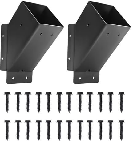 Supports De Pergola À 45 Degrés Kit De Fixation pour Tonnelle D'Extérieur Support Poteau Bois Acier Galvanisé Fixation Poteau Bois Connecteurs avec Drainage Intégré pour Projets en Bois, 2 Pièces
