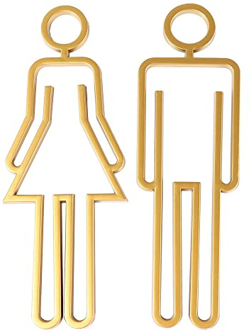 Cartello autoadesivo in acrilico per bagno, per uomo e donna, cartello identificativo per bagno, hotel, ufficio (oro)