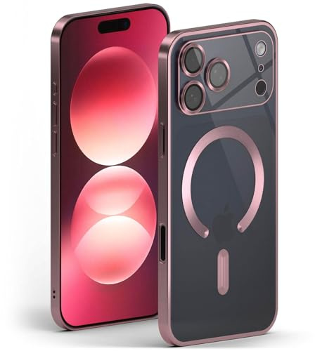 ONEFLOW für iPhone 17 Pro Max Hülle für MagSafe mit Kameraschutz, Schutzhülle induktives Laden Durchsichtig, Handyhülle iPhone 17 Pro Max Case Magnetisch, Rosa