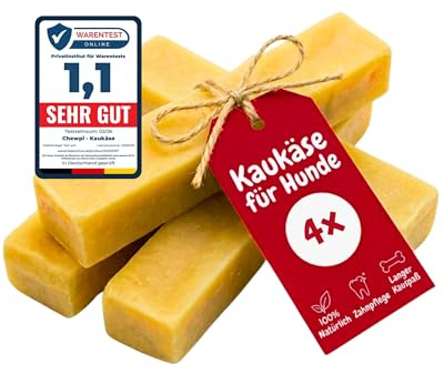 Kaukäse für Hunde S - 4er-Pack - 100% Natürliche Käsestangen für Hunde | Langer Kauspaß für Starke Kauer - Natürliche Unterstützung der Zahnpflege