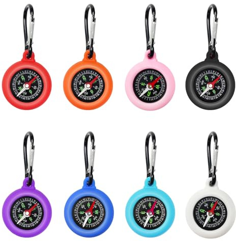 ZOCONE 8 Stück Kompass Kompass Anhänger Outdoor mit Karabinerhaken Tragbare Compass für Camping Outdoor Wandern Bushcraft für Erwachsene