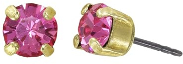 Konplott: Ohrstecker Black Jack, klassische runde Kristallohrstecker in Krappenfassung, für Damen/Frauen (rosa)