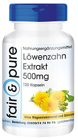 Fair & Pure® - Tarassaco in capsule - Estratto di dente di leone 500mg - Vegano - 120 Capsule