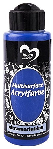 Ideen mit Herz Acrylfarbe Multisurface | Allzweckfarbe zum Bemalen von Holz, Glas, Polyester, Keramik, Porzellan, Terracotta, Stoff, Leder | Universalfarbe auf Wasserbasis | 120ml (ultramarineblau)