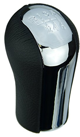 L&P A279-1 Schaltknauf Schalthebel Schwarz Chrom Leder Hebel 6 Gang M12 Feingewinde kompatibel mit Toyota Auris E15 Avensis T22 T25 Corolla E10 E11 E12 Yaris P1 P9 Knauf Plug Play Ersatzteil