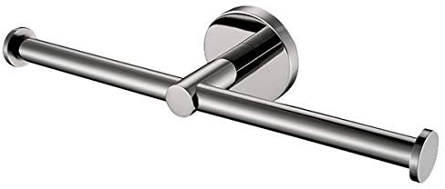 Flybath Double Toilet Roll Holder SUS 304 Stainless Steel Mirror Polished Stylish Bilateral Bathroom Paper Tissue Holder Wall Mounted, Circle Base