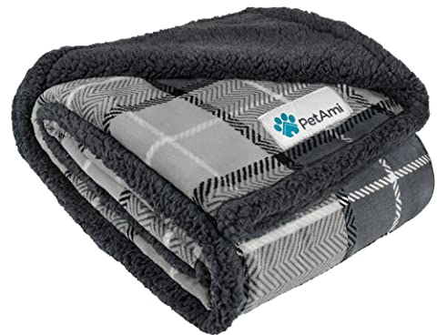 PetAmi Hundedecke für mittelgroße und große Hunde, Haustierbettdecke, Katze, Welpen, Kätzchen, Fleece-Möbel, Couchbezug, Schutz, Sofa, Auto, weicher Sherpa-Hundeüberwurf, Plüsch, wendbar, waschbar,
