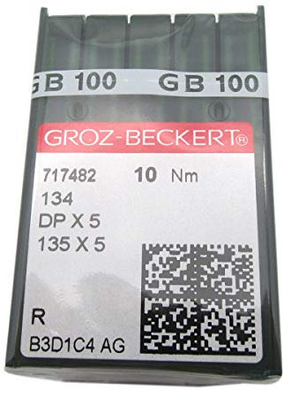 Groz-Beckert Nadeln in CKPSMS, transparenter Kunststoffbox, 100 Groz-BECKERT-Nähnadeln, 135 x 5 DPX5, viele Größen (DPX5 18/110)