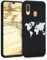 kwmobile Hülle kompatibel mit Samsung Galaxy A40 - Handyhülle Silikon Case - Travel Umriss Weiß Schwarz