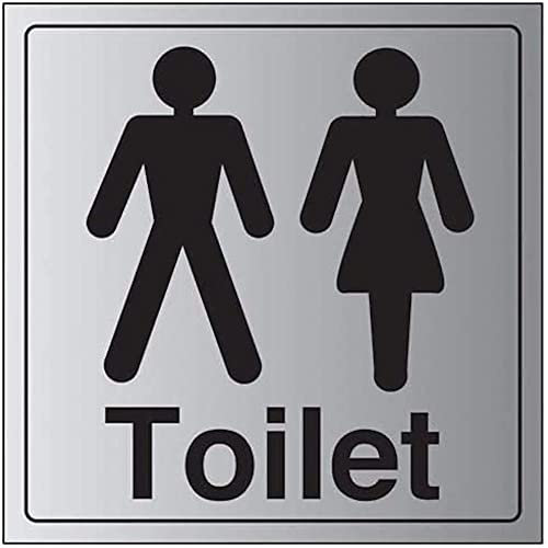VSafety Plaque de Porte de Toilettes pour Homme et Femme, 150 x 150 mm, en Composite Aluminium brossé