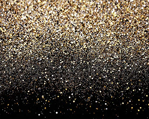 AIIKES 10x10FT Goldene Bokeh Fotografie Hintergrund Schwarz und Gold Glitter Hintergrund Hochzeit Familie Geburtstag Party Dekoration Neugeborenen Foto Hintergrund Studio Requisiten 11-547