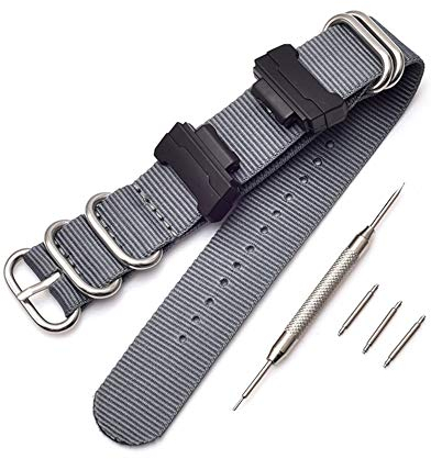 Shieranlee NATO Nylon Strap Armband Kompatibel mit Casio G-Shock GA-110 120 GA-400 GD-100 DW-5600 GLS-8900 Canvas Men Bracelet Band Black Adapters