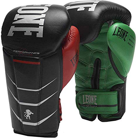 LEONE 1947 Revo Performance, Guantes de Boxeo Unisex para Adulto, Negro / rojo / verde, 16 oz