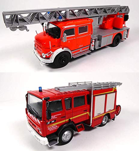 OPO 10 - Lot de 2 camions de Pompiers 1/43 Compatible avec Renault VI S180 + Mercedes-Benz L1519 (P2+P4)