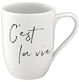 Villeroy & Boch - Statement, Becher mit Henkel, C'est la vie, 280ml, Premium Porzellan, weiß