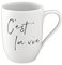 Villeroy & Boch - Statement, Becher mit Henkel, C'est la vie, 280ml, Premium Porzellan, weiß