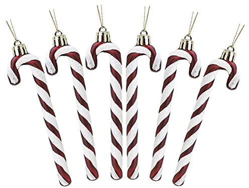 Christmas Concepts® Packung mit 6-13 cm Glitzer-Zuckerstangen-Christbaumschmuck (Riojarot)