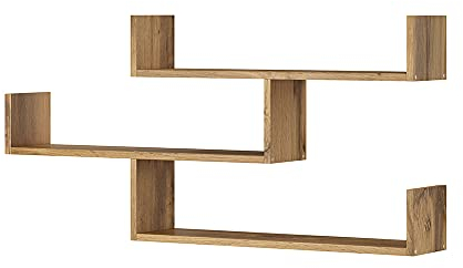Selsey Kassi - Wandregal, Hängeregal, Bücherregal mit 3 Regalböden, 55 x 119 cm (Wotan Eiche)
