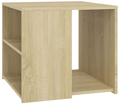vidaXL Beistelltisch mit 3 Ablagen Couchtisch Wohnzimmertisch Kaffeetisch Sofatisch Teetisch Tisch Wohnzimmer Sonoma-Eiche 50x50x45cm Holzwerkstoff