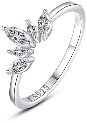 Skcess Ring Damen Silber 925, Zarter Ring Silber Krone Zirkon Silberring Verlobungsringe Größe 60 (19.1)