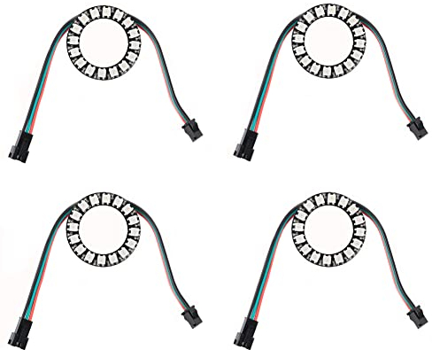 16 RGB LED Ring 16 X WS2812 5050 Vollfarbe mit integrierten Treibern 16 Bit für Arduino Raspberry Pi ESP8266 DC5V (4 Stück)