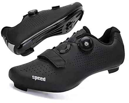 TRNL Fahrradschuhe für Männer und Frauen, Rennradfahren, Reitschuhe, Peloton-Schuhe, atmungsaktiv, Stollen, kompatibel im SPD-Look, Delta-Indoor-Fahrradschuhe (40, schwarz)